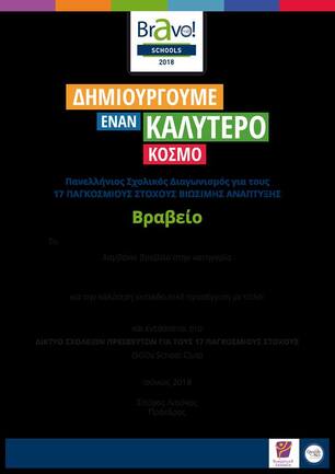 ΒΡΑΒΕΥΣΗ ΤΩΝ ΣΧΟΛΙΚΩΝ ΜΟΝΑΔΩΝ ΕΙΔΙΚΟ ΝΗΠΙΑΓΩΓΕΙΟ & ΕΙΔΙΚΟ ΔΗΜΟΤΙΚΟ ΣΧΟΛΕΙΟ ΚΩΦΩΝ & ΒΑΡΗΚΟΩΝ ΓΙΑ ΤΟΝ ΠΑΝΕΛΛΗΝΙΟ ΔΙΑΓΩΝΙΣΜΟ BRAVO SCHOOLS
